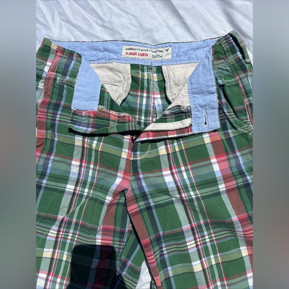 Y2K American Eagle Plaid Shorts Size 30wClassic Length Cotton preppy